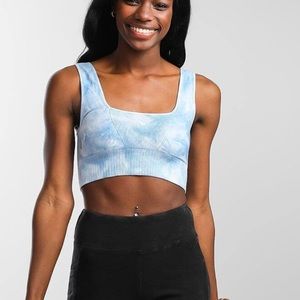 Free people fp movement good karma square neck bra in blue tie dye